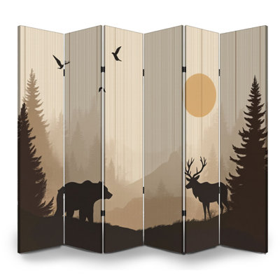 Cloison pliante 6 panneaux pour homme Cave Royal Farmhouse Forest Country Country Bear Deer Mountain