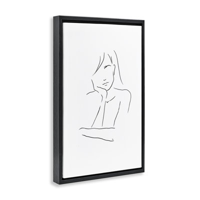 Sad Female Line Drawing Floating Frame, design by Martina Pavlova