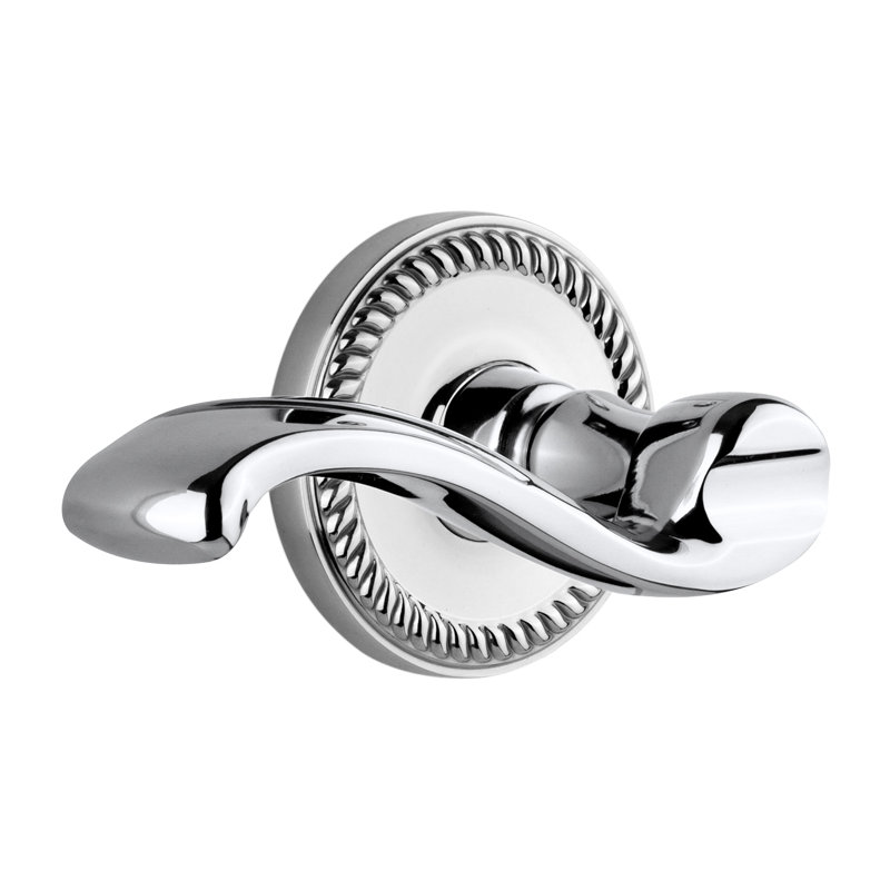 Grandeur Newport Rosette Single Dummy with Portofino Lever, Left Handed, Bright Chrome