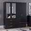 Modern 4 Door 3 Drawer Mirrored Wardrobe with Hanging Rail for Bedroom Storage & Organisation