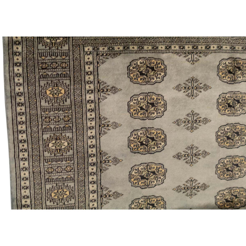 Tapis gris en laine noué à la main de conception unique 3 pi 11 po x 6 pi
