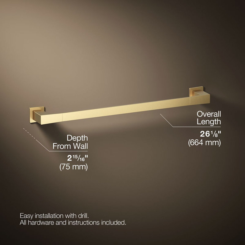 Honesty Towel Bar, Vibrant Brushed Moderne Brass, 24"W