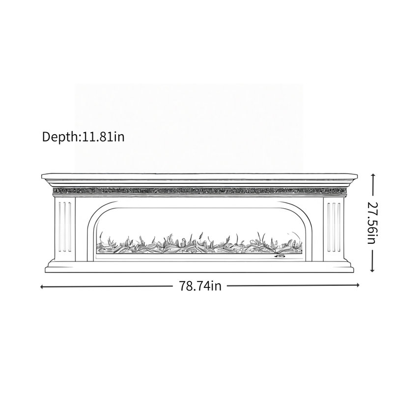 French Vintage Fireplace TV Cabinet, Black