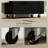 Black Rolling Kitchen Island With Ac Outlets And , Towel Rack & Spice Rack, Storage Cart, Microwave Stand,