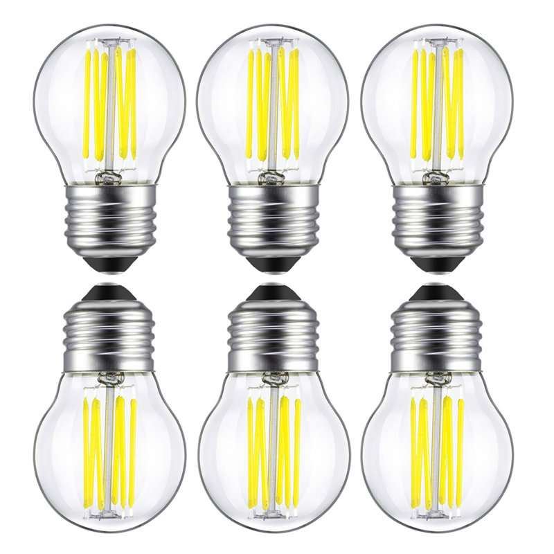 Ampoule à filament E26 Eison, G45 6W Couverture transparente blanc froid