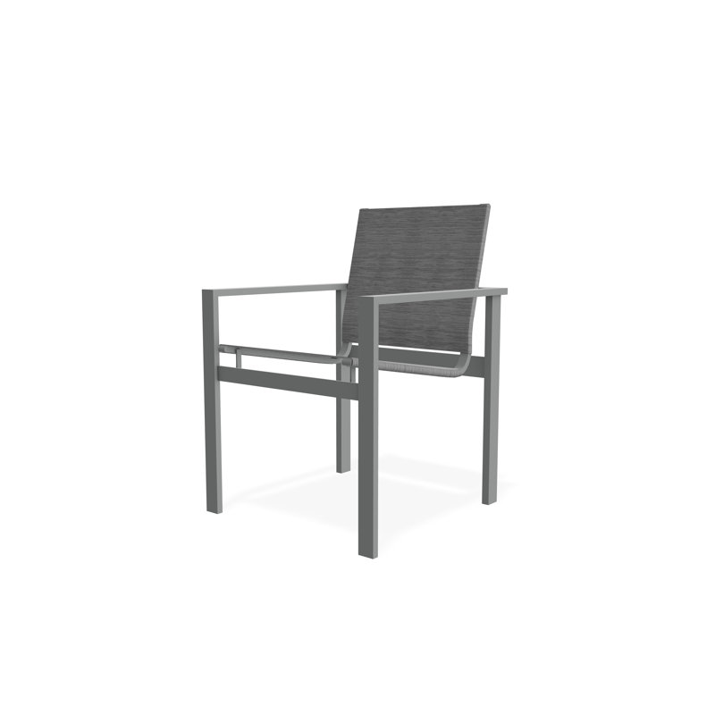 Tribeca Sling Stacking Arm Chair, Graphite, Alloy Sunbrella®