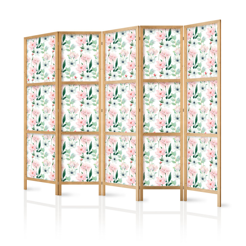 171cm H Solid Wood Folding Room Divider, 171cm H x 225cm W x 1.2cm D, 5