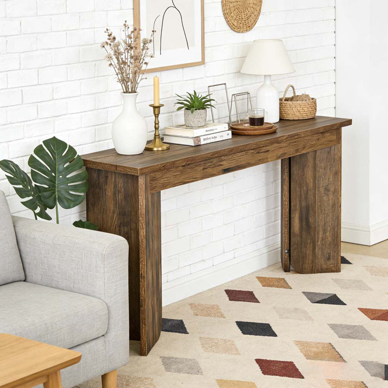 Wooden Console Table Sofa Table Hallway Table with Double Pedestal