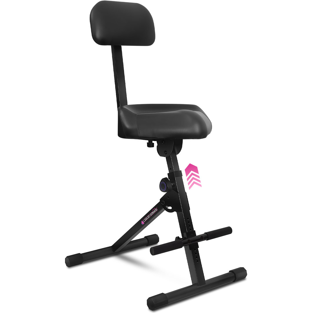  Liquid Stands Guitar Stool Adjustable Stool - Musician Drum Throne with Backrest - Guitar Seat Drum Seat, Musician Chair, Guitar Chair for Adults, Kids, Drummer, and Guitarist Liquid Stands