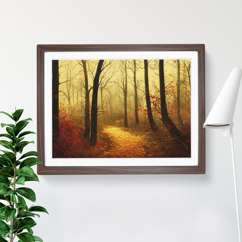 Magnificent Autumn Forest - Framed Print, 34cm H x 46cm W x 2cm D, Walnut