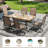 6-Person Steel Patio Dining Set with Swivel Chairs-63495086-37666289