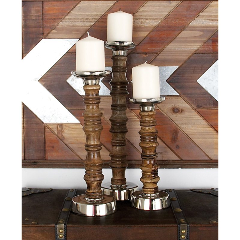 Ensemble de chandelles en bois 3 pièces