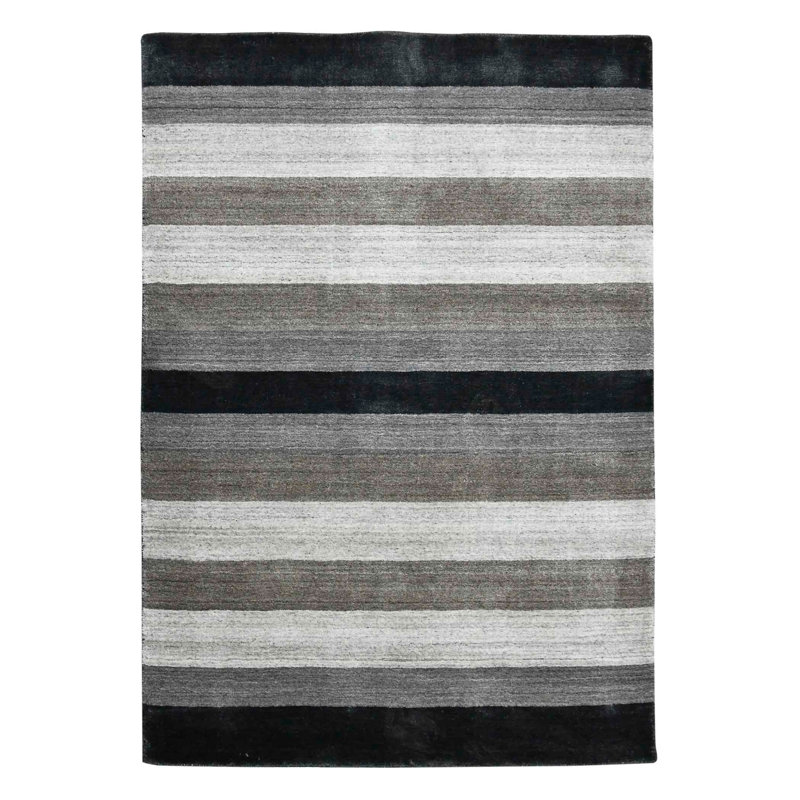 Handmade Gray Wool and Viscose 4' x 6' Reversible Area Rug