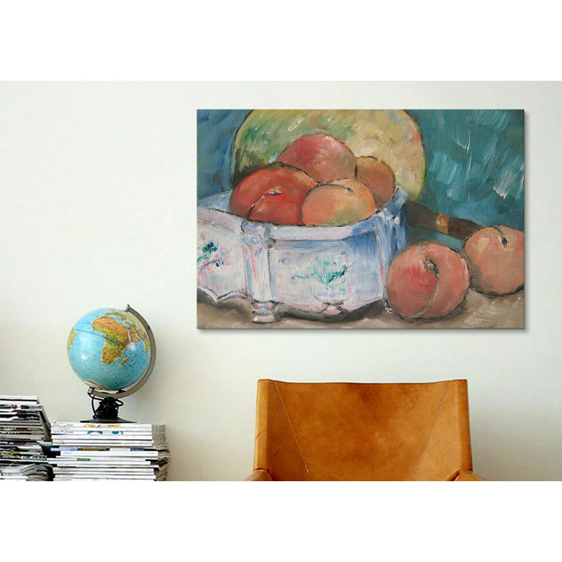 " Fruit Bowl " by Paul Cezanne, 8" H x 12" W x 0.75" D, Wrapped Canvas, No Mat