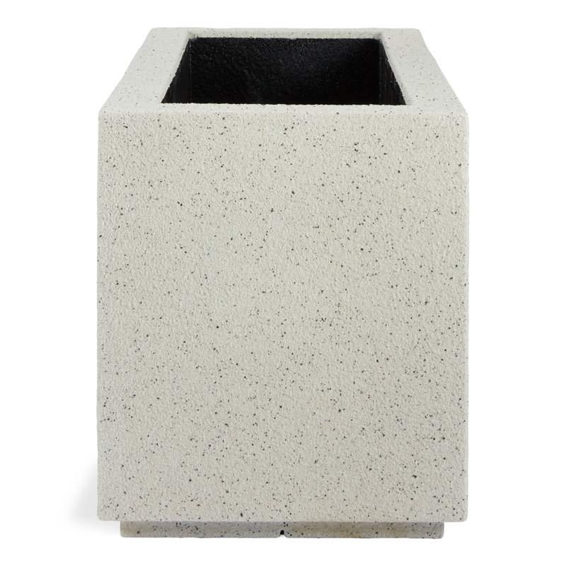 Milan Tall Polymer Box, White Granite, 19"H x 46"W x 17"D