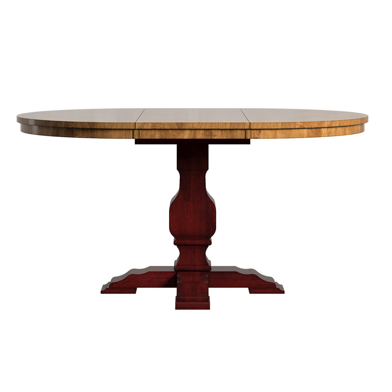 Marcotte Extendable Oval Solid Wood Dining Table, Antique Berry