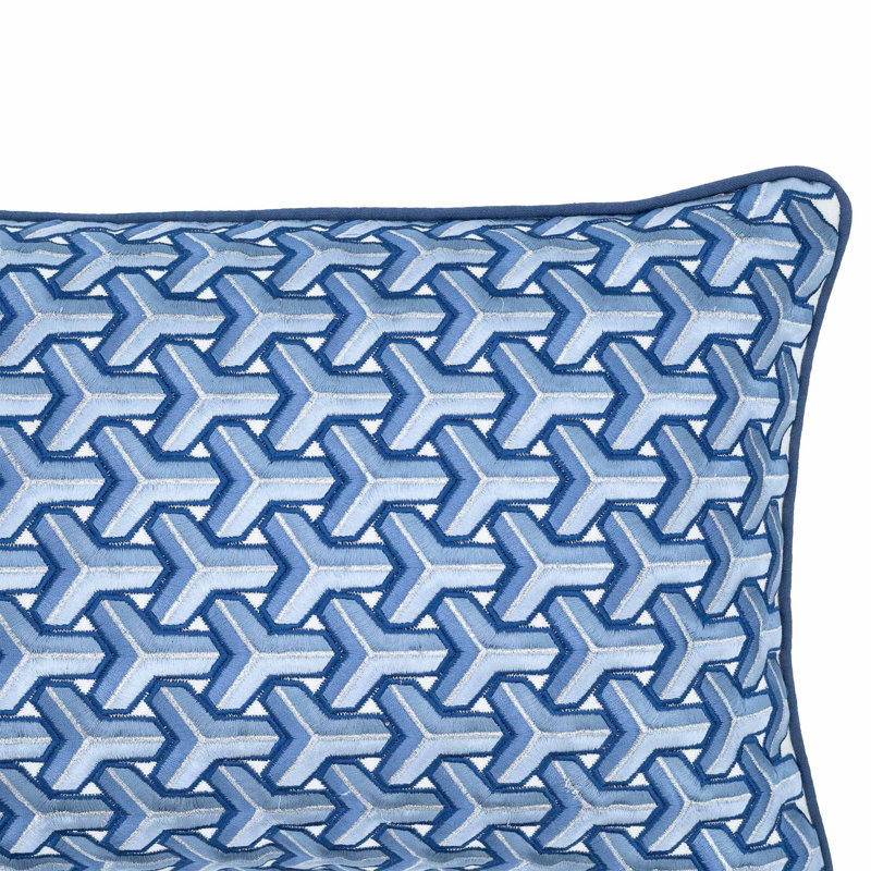 Geometric Velvet Pillow Cover, Blue