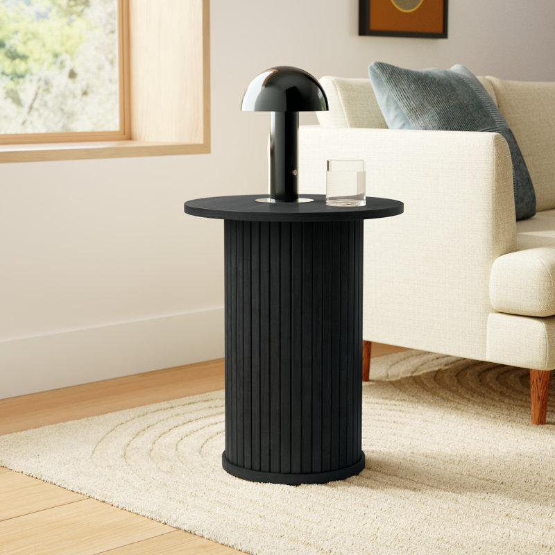 Iris End Table, Black Oak
