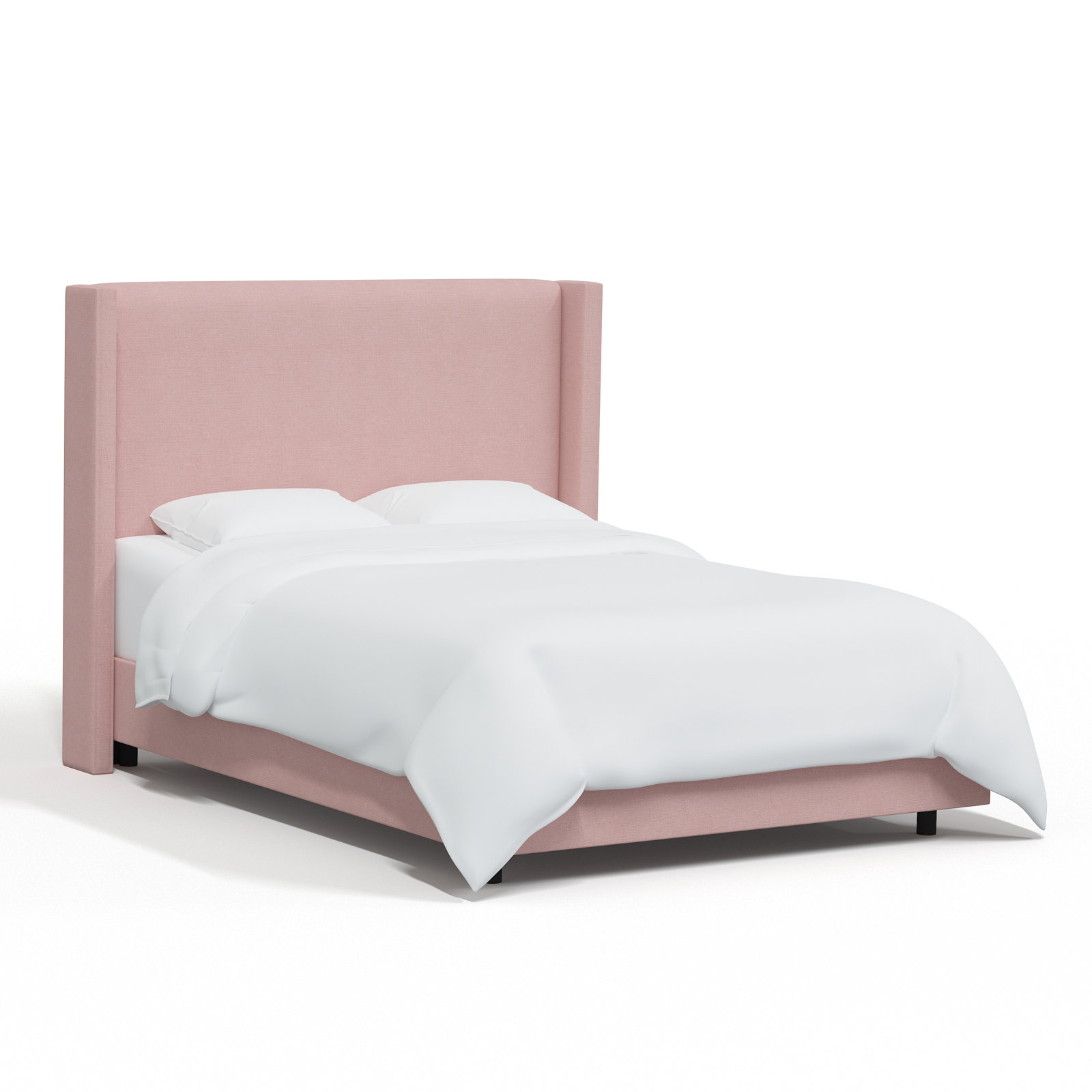 Hanson Upholstered Wingback Bed, Twin, Classic Blush Linen