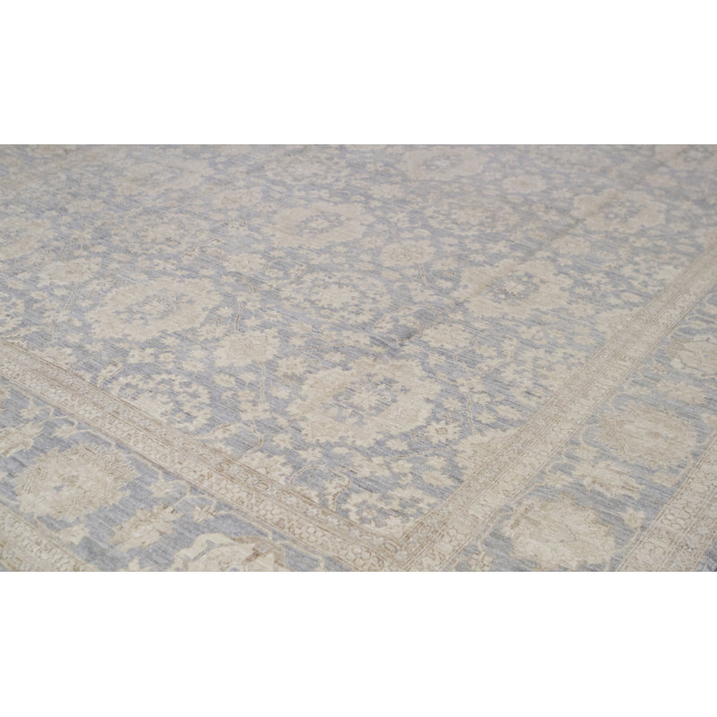 Wool Oriental Area Rug in Light Blue/Brown