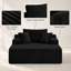 Chaise longue d'intérieur surdimensionnée avec 3 coussins, fauteuil en velours côtelé noir de 143 cm pour salon