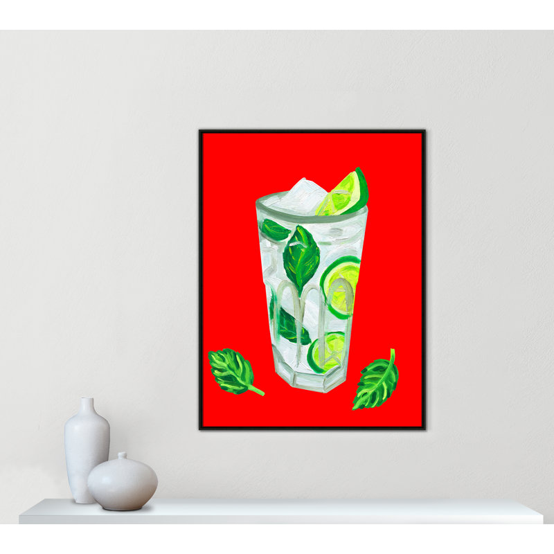 «Mojito Extra Mint Print» par Straker, Flottant espresso, H 49,5 po x l 37,5 po