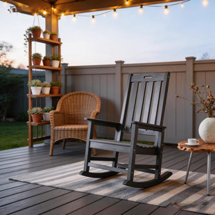 Oversized High-Back Outdoor Rocking Chair | 350 Lbs Capacity All-Weather Patio Porch Rocker - Waterproof & Moisture-Proof