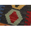 Tapis bleu / brun / vert en laine à motif géométrique fait à la main 5 pi 9 po x 7 pi 9 po Madee