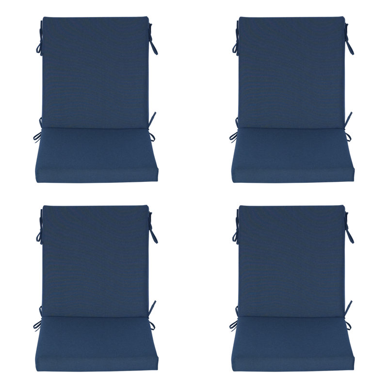 Coussins de chaise de jardin 51 x 102 x 8 cm, ensemble de 4 - Bleu marine, Marine