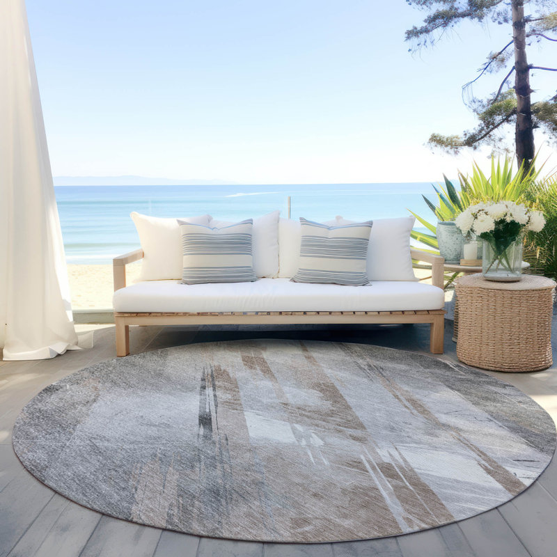 Tapis intérieur / extérieur brun Prestavia , 8 pi x 8 pi