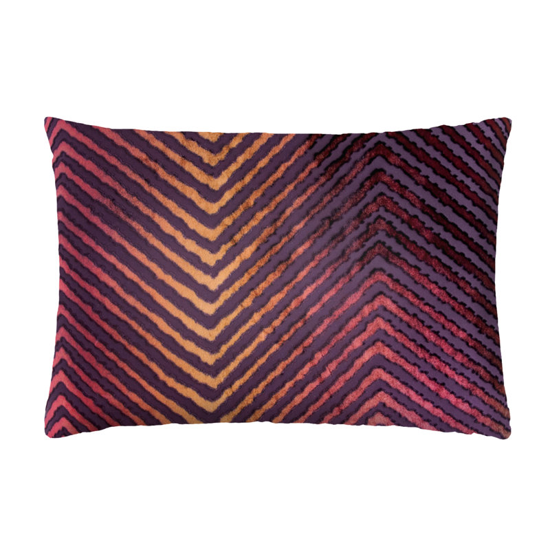 Chevron Velvet Rectangular Pillow Cover & Insert, Wildberry, Rectangle 14"H x 20"W