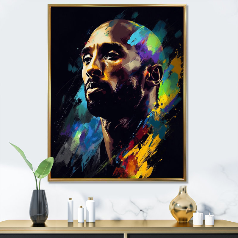 «Kobe Memory I - Sports», reproduction sur toile, Cadre flottant doré, H 44 po x l 34 po x P 1,5 po