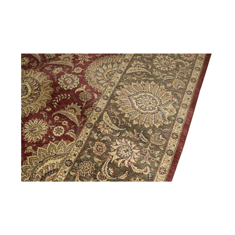 Tapis oriental rouge / vert en laine noué à la main Manchuria