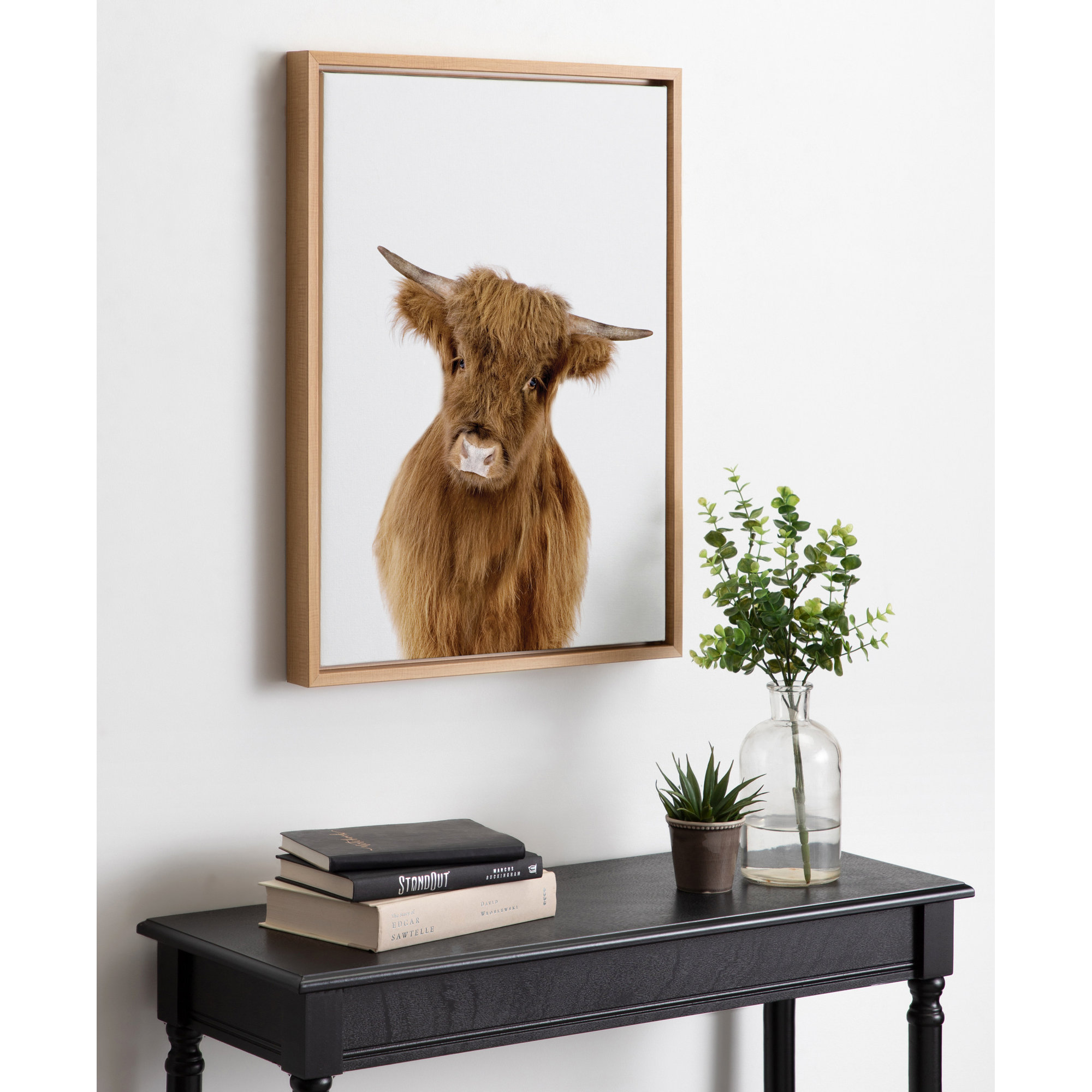 Baby Highland Calf Graphic Art on Canvas, 18" x 24", Natural Framed