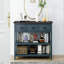 Console au design rétro, avec deux tablettes ouvertes, structure en bois de pin massif et pieds pour le salon-499004929