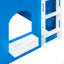 Lit mezzanine double pour enfant avec lumière DEL chaude, bleu Klein