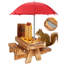Mangeoire de table de pique-nique en bois écureuil avec parasol