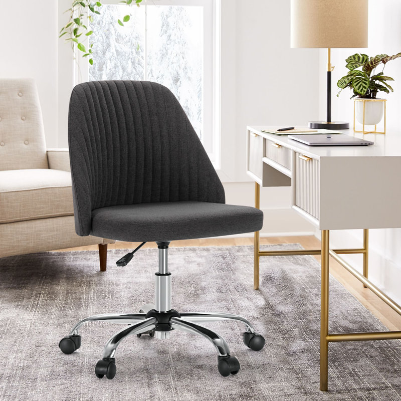 Task Chair Office Desk Chair Make Up Chair With Wheels(Set Of 2), Dark Gray