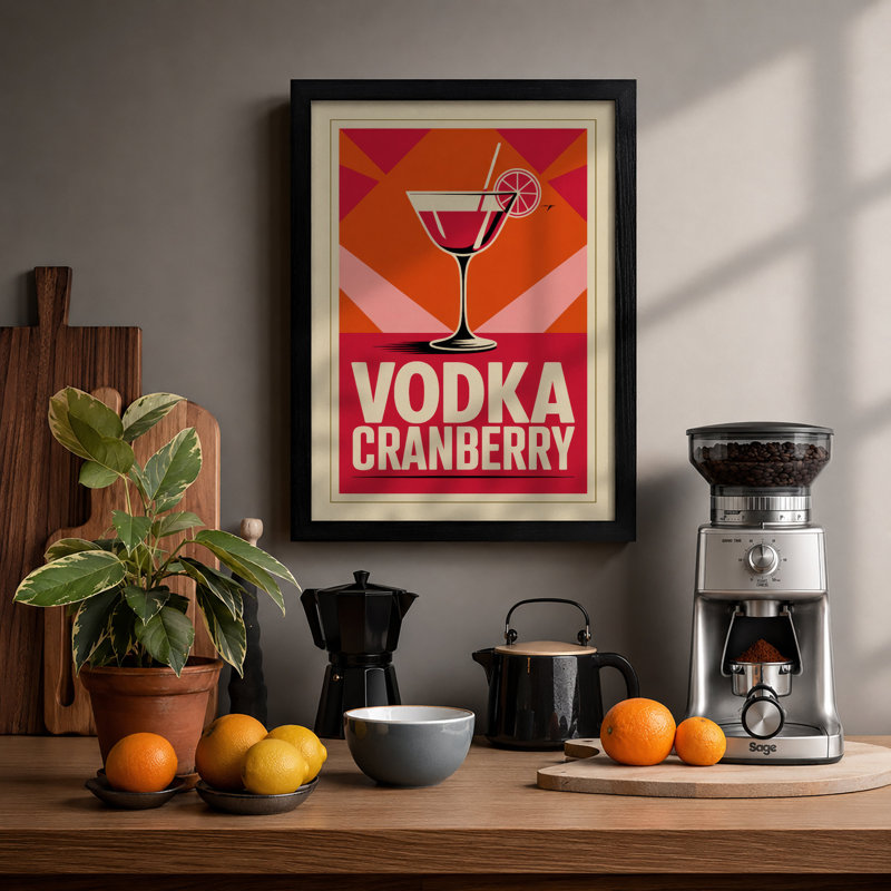 Vodka Cranberry Poster Retro - Framed Print, A1 - 84.1 x 59.4 cm, Black