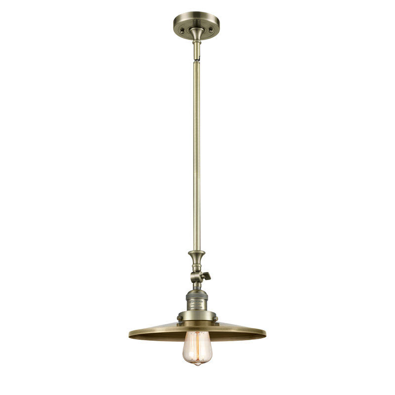 Luminaire suspendu conique à 1 lumière Rouvin, H 5,38 po x l 12 po x P 12 po, Antique Brass, Laiton antique