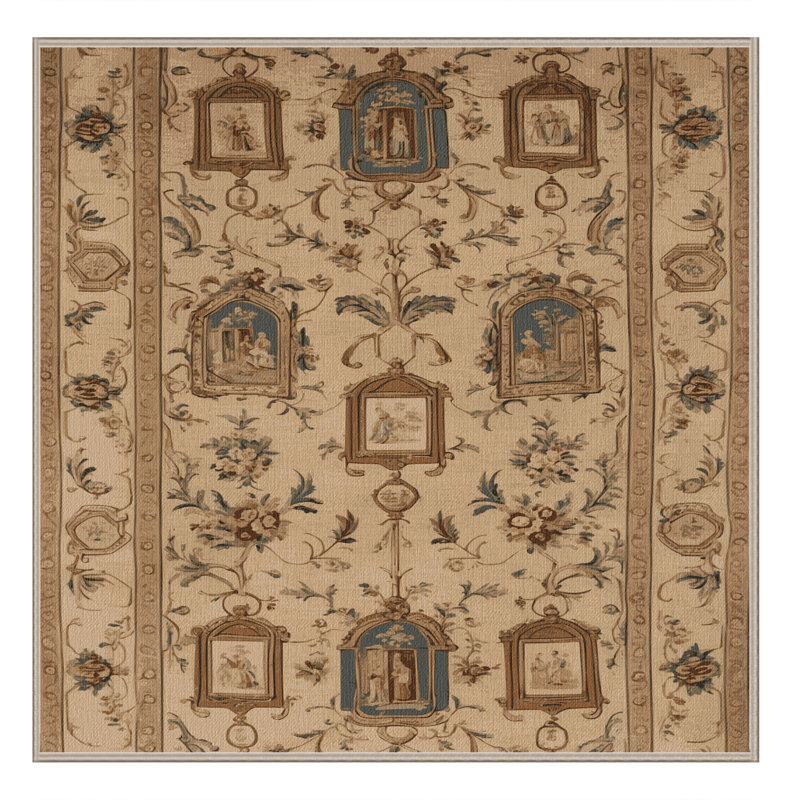 Tapis brun français lavable à la machine, Carré 7 pi