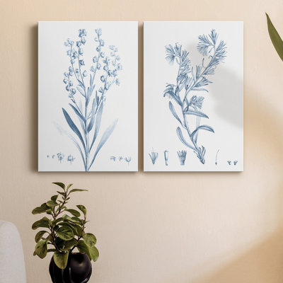 Antique Botanical In Blue I, toile tendue avec châssis de qualité supérieure - prête à être accrochée