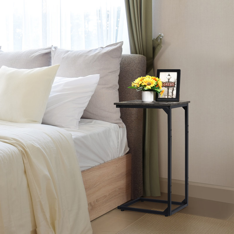 Simple C-Shaped Side Table Gray