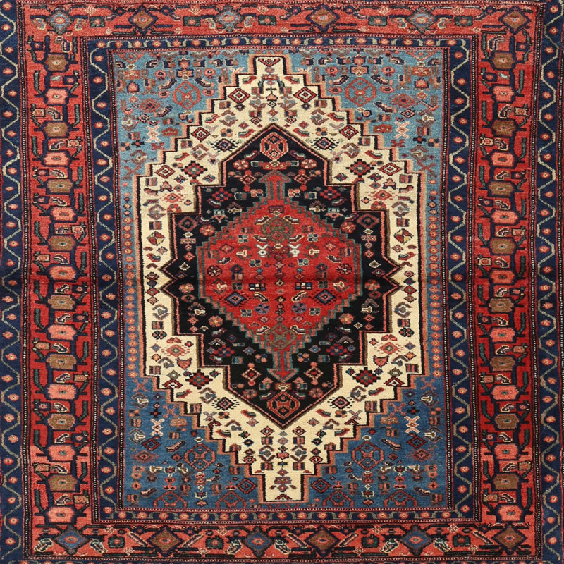 Tapis rouge à motif sud-ouest, Rond 4 pi