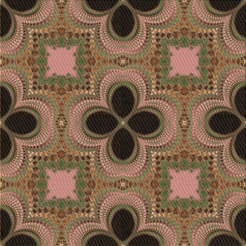 Tapis rose / vert / noir Burleigh, Carré 4 pi