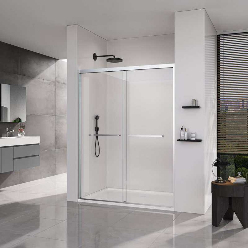 44-48*72 INCH Frame Double Sliding Soft-Close Shower Doors, Bathroom Sliding Shower Door,  (6Mm) Thick SGCC Tempered Glass Door For Bathroom Door ,Brushed Nickel