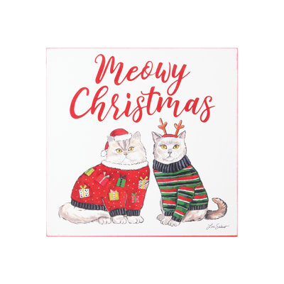 «Meowy Christmas», impression sur bois sans cadre