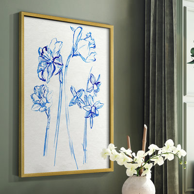 Inky Daffodils I, reproduction encadrée - bois massif