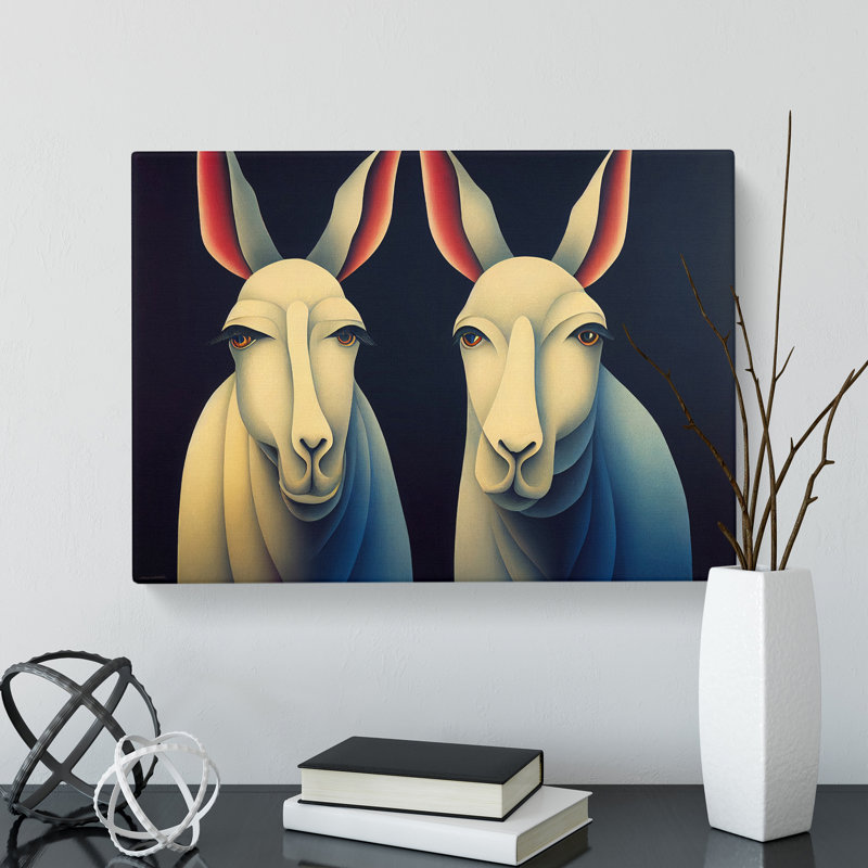Symmetrical Donkeys - Wrapped Canvas, 40cm H x 60cm W x 3cm D