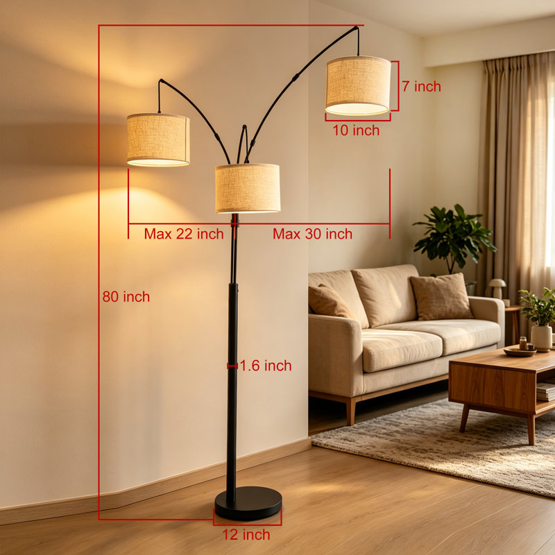 80 " Brushed Arched Floor Lamp Set